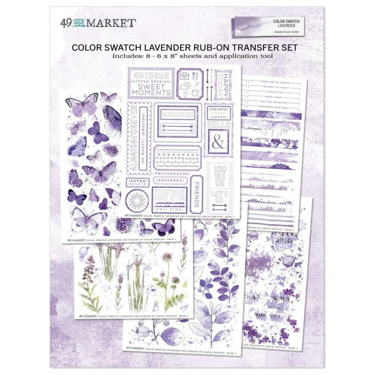 49 and Market Lavender 6x8 Rub On Transfer Set